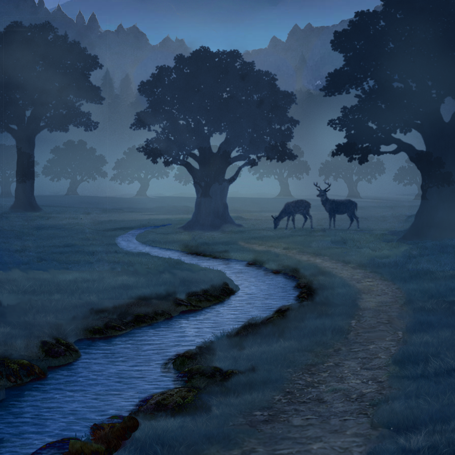 Atrest dawn forest landscape