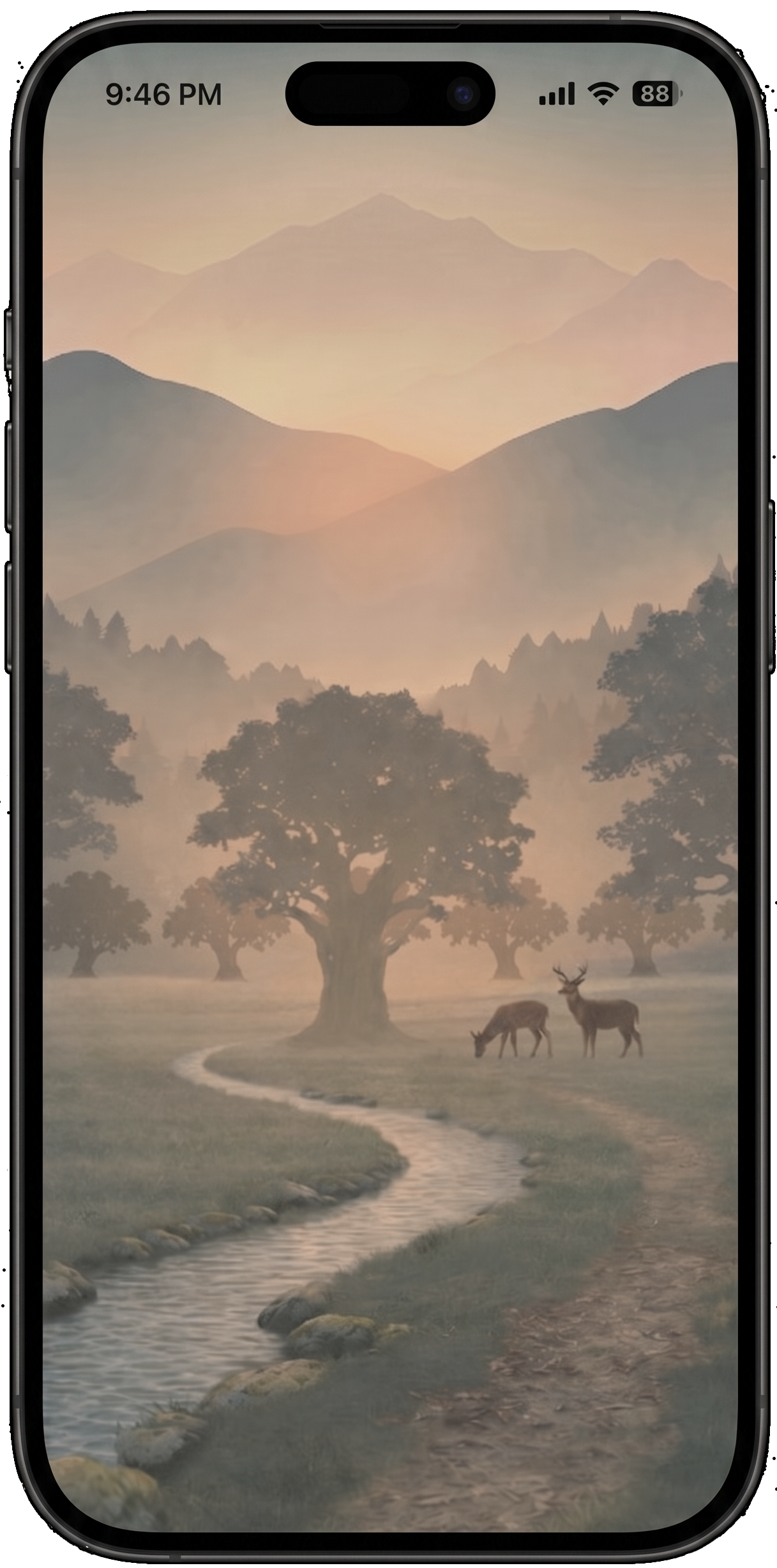 Atrest app — dawn forest screen